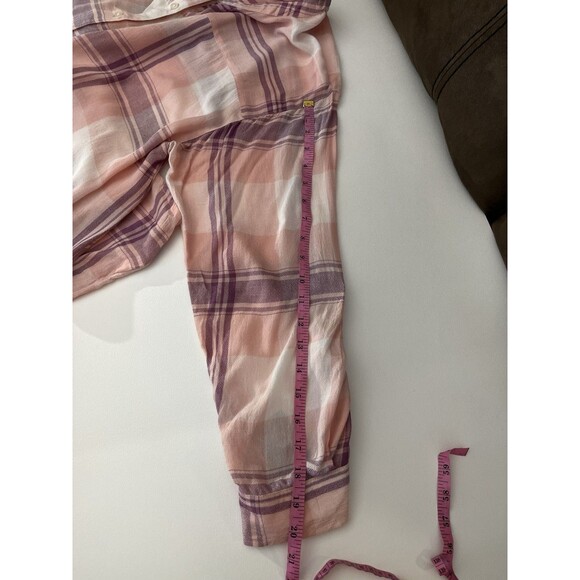 Nine West Women’s shirts Button Down Roll Tab Sleeve Large Plaid Viscose - Picture 3 of 9